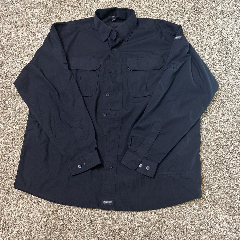 Blackhawk! Warrior Wear Shirt Mens XL Black Ripstop Tactical Utility Long Sleeve